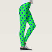 Blue On Green Polka Dots Pattern Design  Leggings