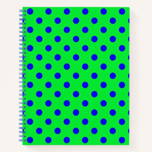Blue On Green Polka Dots Pattern Design Notitieboek (Voorkant)
