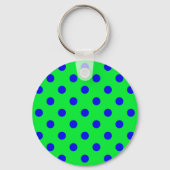 Blue On Green Polka Dots Pattern Design  Sleutelhanger (Voorkant)