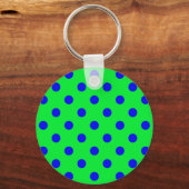Blue On Green Polka Dots Pattern Design  Sleutelhanger (Achterkant)
