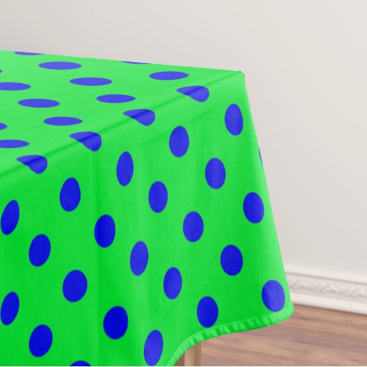 Blue On Green Polka Dots Pattern Design Tafelkleed