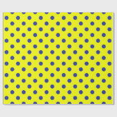 Blue On Yellow Polka Dots Pattern Design Cadeaupapier (Vlak)