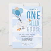 Blue One Gekke Goose 1st Birthday Kaart (Voorkant)