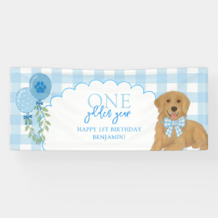 Blue One Golden Year Retriever Puppy 1e Verjaardag Spandoek