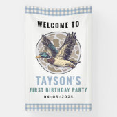 Blue One Lucky Duck 1st Birthday | Cute Rubber  Spandoek (Verticaal)