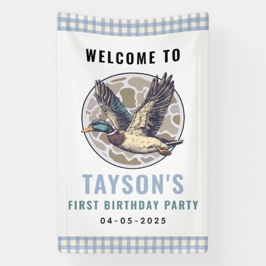 Blue One Lucky Duck 1st Birthday | Cute Rubber Spandoek (Verticaal)