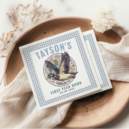 Blue One Lucky Duck 1st Birthday Party Cute Rubber Servet