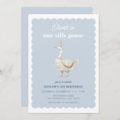 Blue One Silly Goose Boy 1er Invitation anniversai (Devant / Derrière)