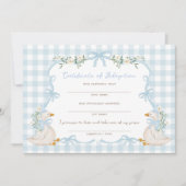 Blue One Silly Goose : Carte de Certificat d'Adopt (Devant)