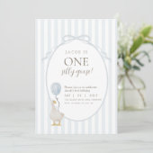 Blue One Silly Goose First Birthday Invitation (Debout devant)