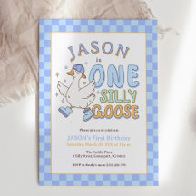 Blue One Silly Goose - Retro Jongen Eerste Verjaar