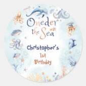 Blue Oneder the sea first birthday Sticker (Devant)