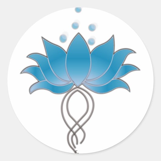 Blue Open Lotus Ronde Sticker (Voorkant)