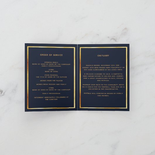 Blue or photo élégant programme funéraire (Intérieur)