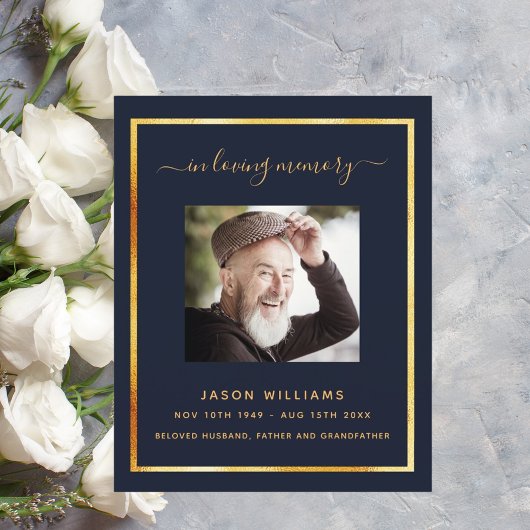 Blue or photo élégant programme funéraire