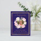 Blue or photo rose floral programme funéraire (Debout devant)