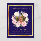 Blue or photo rose floral programme funéraire (Devant)