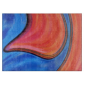 Blue Orange Abstract Art Glass Cutting Board Snijplank (Voorkant)