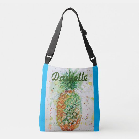 Blue Orange Ananas Girls Nom art Crossbody Sac (Devant)