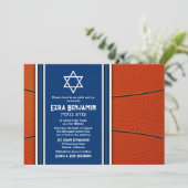 Blue Orange Basketball Bar Mitzvah Invitation (Debout devant)