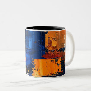 Blue Orange Brushstroke Painting for Mug Print