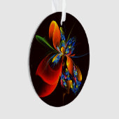 Blue Orange Floral Moderne Art Abstrait Motif #03 (devant)