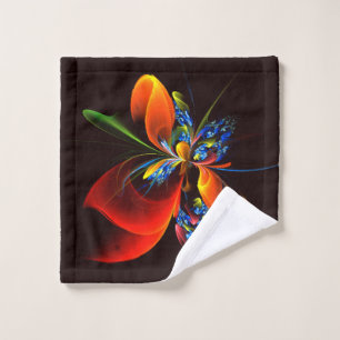Blue Orange Floral Moderne Art Abstrait Motif #03