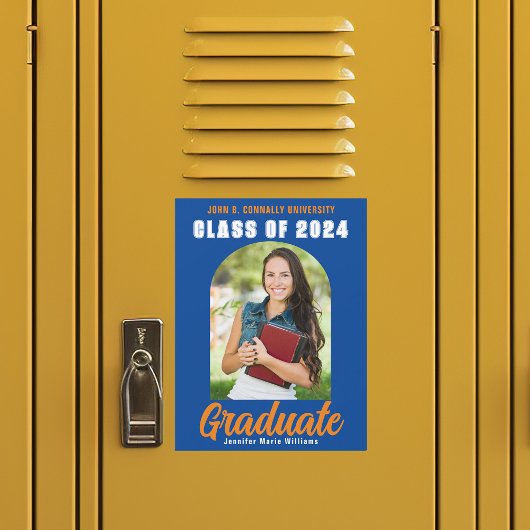 Blue Orange Graduate Photo 2025 Graduation Magnet