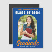 Blue Orange Graduate Photo 2025 Graduation Magnet (Devant / Derrière)