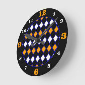 Blue & Orange Harlequin Pattern Ronde Klok (Hoek)