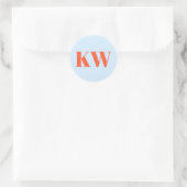 Blue Orange Large Monogrammed Initial Personalized Ronde Sticker (Tas)