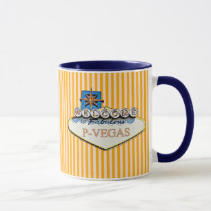 Blue Orange P Vegas Platteville Wisconsin Mug