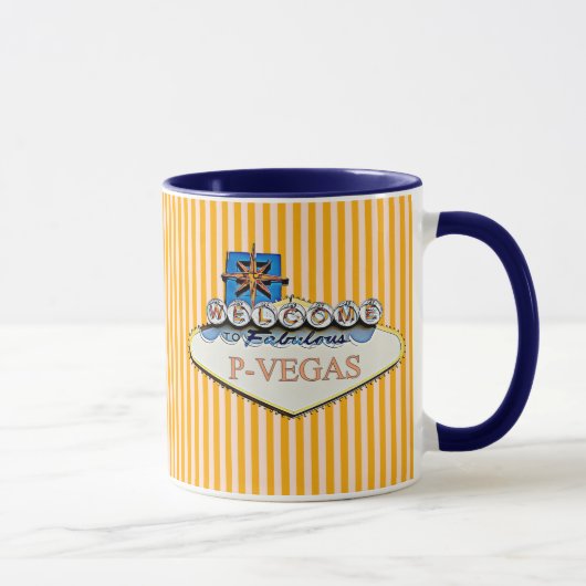 Blue Orange P Vegas Platteville Wisconsin Mug (Droite)