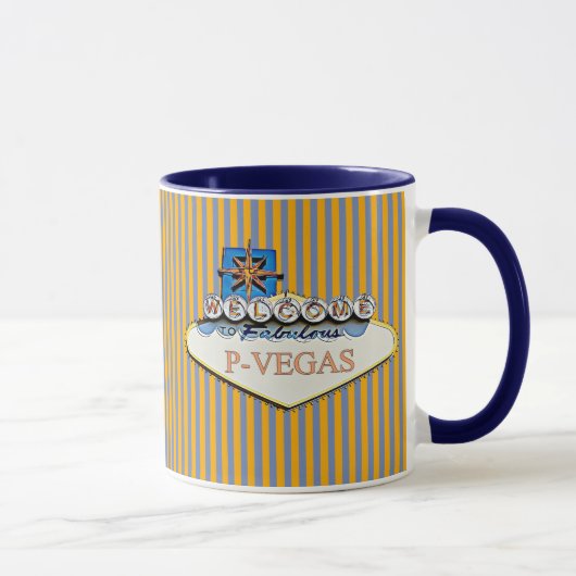 Blue Orange P Vegas Platteville Wisconsin Mug (Droite)