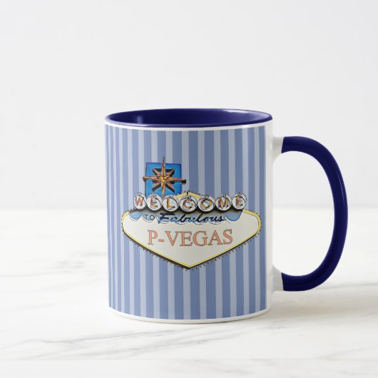Blue Orange P Vegas Platteville Wisconsin Mug (Droite)