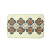 Blue Orange Spanish Tile Flower Pattern  Badmat (Voorkant)