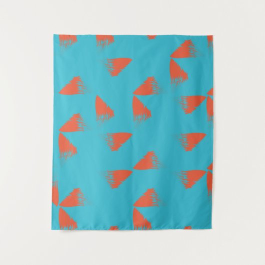 Blue, orange, vibrant, trendy geometric pattern wandkleed (Voorkant)