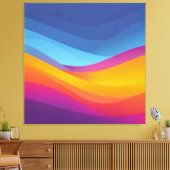 Blue Orange Wave Layers Canvas Afdruk (Insitu (Woonkamer))