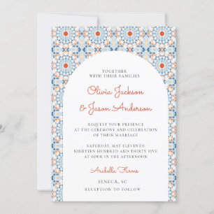 Blue Oranje Oriental Arch Moroccan woestijn Weddin Kaart