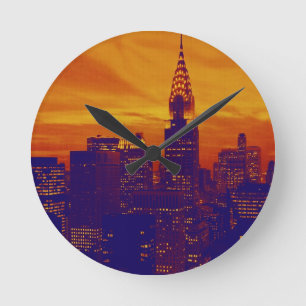Blue Oranje Pop Art New York City Ronde Klok