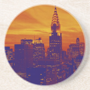 Blue Oranje Pop Art New York City Zandsteen Onderzetter