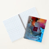 Blue Oranje Red Abstract Waves Monogram Notitieboek (Binnen)