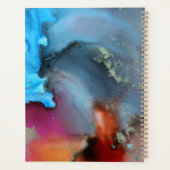 Blue Oranje Red Abstract Waves Monogram Planner (Achterkant)