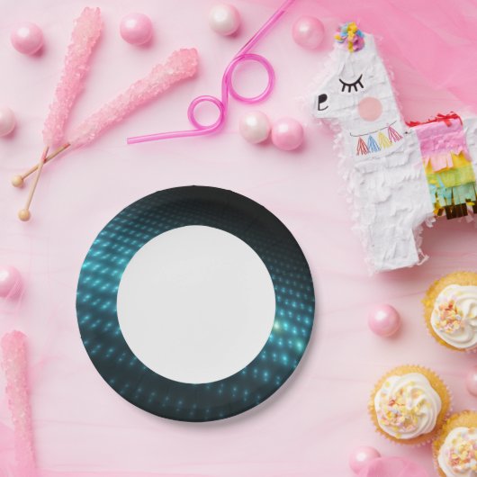 Blue Orbs 3D Papieren Bordje (Feest)