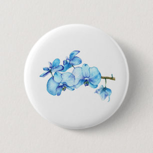 Blue Orchid Botanical Art Ronde Button 5,7 Cm