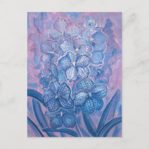 Blue Orchid Checkered Vanda Garden Flowers Botanic Briefkaart