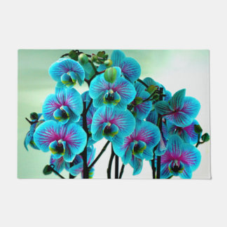 Blue Orchid Flower Bouquet Deurmat