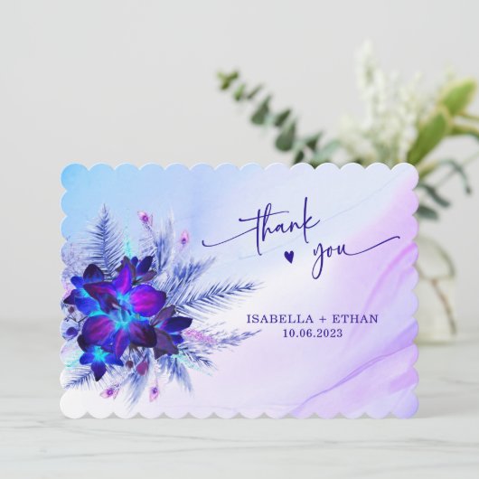 Blue Orchid Weddenschap Hartelijk dank Kaart (Staand voorkant)