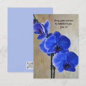 Blue Orchids Faith Bible Verse Art Note Kaart (Voorkant / Achterkant)