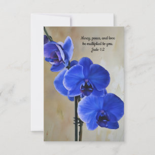 Blue Orchids Faith Bible Verse Art Note Kaart